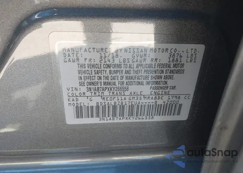 2019 Nissan Sentra S z USA, uszkodzony, nr VIN 3N1AB7APXKY266558